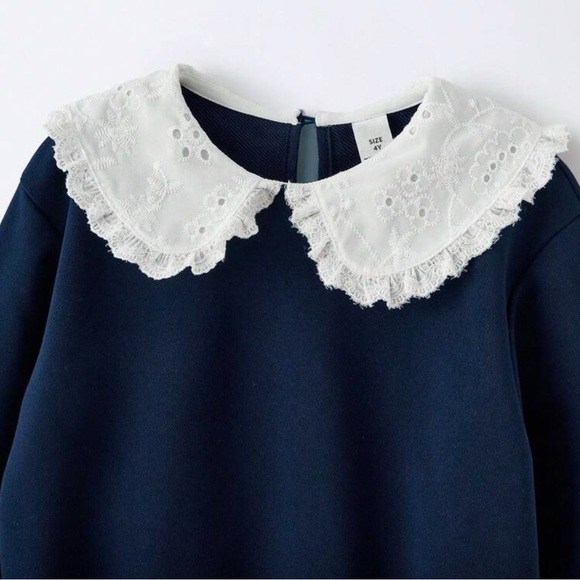 Majia Kids Navy Sweatshirt with Lace Collar - Picture 3 of 7